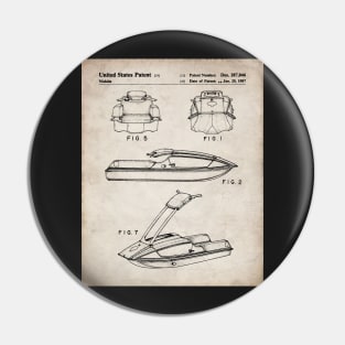 Jet Ski Patent - Watersports Lake Beach House Art - Antique Pin