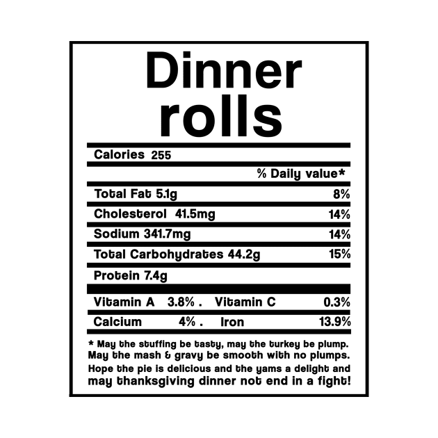 Thanksgiving Dinner Rolls Nutrition Facts Funny Gift by issambak