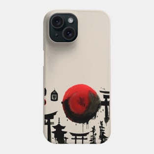 Shinto shrines tokyo with Japanese ink Phone Case