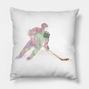 Girl Ice Hockey Player Watercolor Sport Gift Pillow