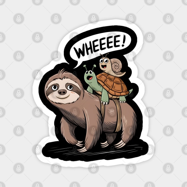 "Slow Ride, Fast Fun: Sloth, Snail, Turtle Magnet by MakerMind8.2