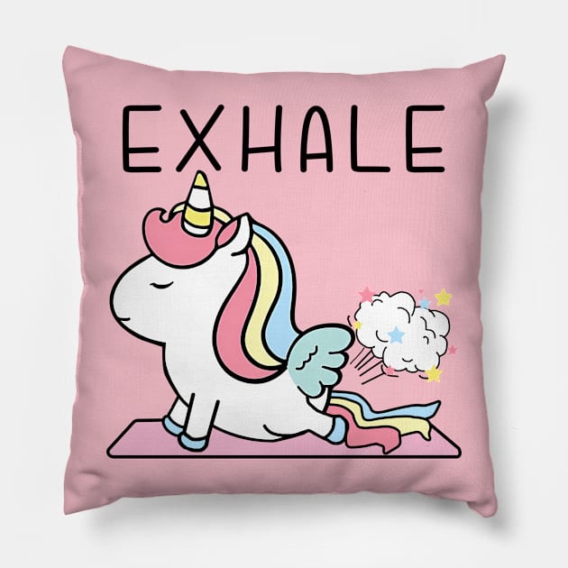 Exhale Unicorn Fart Yoga Pillow by MasutaroOracle