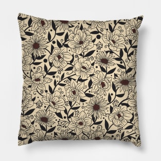 Simple Summer Flowers on Neutral Colors Pillow