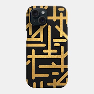 Black Gold colored abstract lines pattern Phone Case