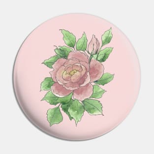 Pink Watercolor Rose Illustration Pin
