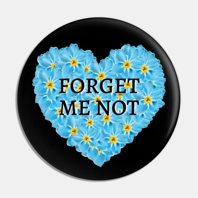 Forget Me Not Flower Heart Pin by Eveka