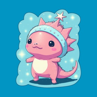 Cute reptile character with a snowy star theme T-Shirt