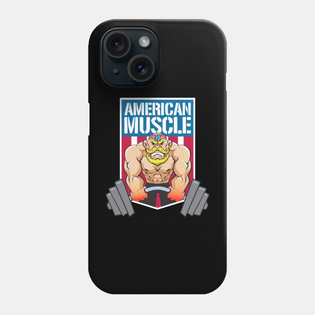 American Muscle Big Strong Muscular Man Bodybuilding Lifting weights Deadlifting Bulking in the gym Phone Case by Elerve