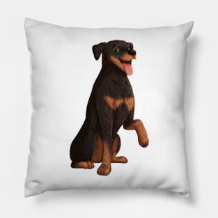 Happy Doberman Dog Art Pillow