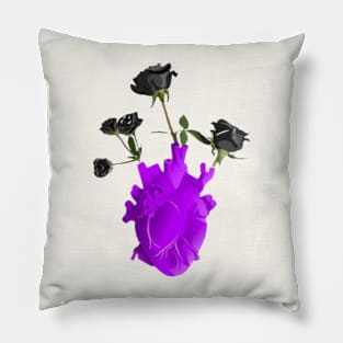 black rose heart Pillow