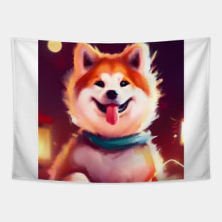 Cute Akita Inu Drawing Tapestry