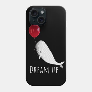 A white whale with geometric striped pattern and red balloon Phone Case