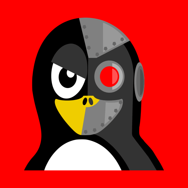 Cyborg Penguin Artwork for Blackhats and Geniuses by PatrioTEEism