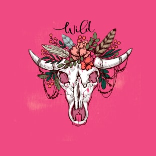 Wild Bison Skull Boho T-Shirt