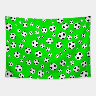Football / Soccer Ball Seamless Pattern - Green Background Tapestry
