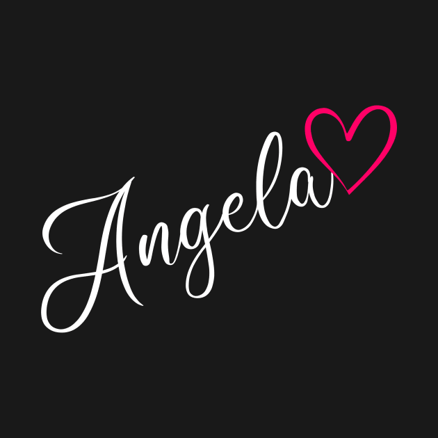 Angela Name Calligraphy Pink Heart by xsylx