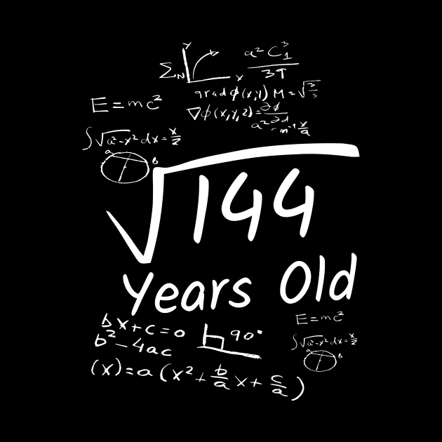 12th Birthday Math 144 Years Old Square Root by Imaginariux