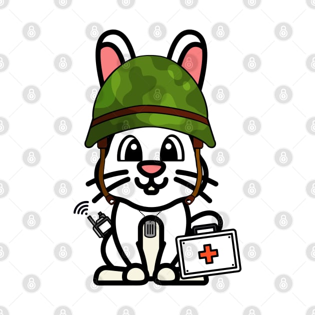 Funny white rabbit is a first aider by Pet Station