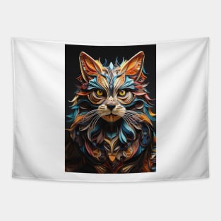 Cat Fold Art Style Tapestry