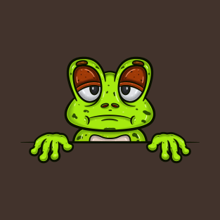 Frog Cartoon With Bored Face Expression T-Shirt