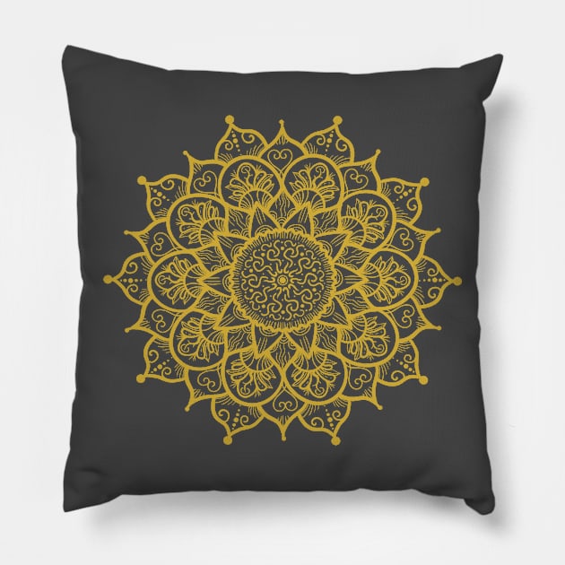 Mandala Gold Pillow by MattyCap