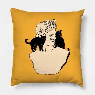 Greek God Black Cat in yellow Pillow