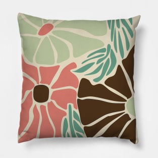 Boho Aesthetic Flowers and Leaves Pillow