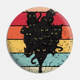 Black Cat Team Vintage Sunset Style Pin