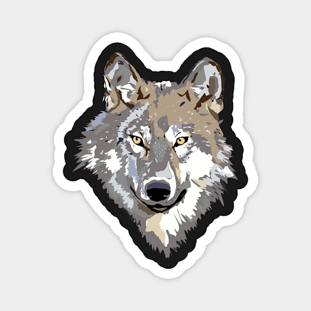 Cute Wolf Illustrated Animal Face Magnet by Nirvanibex