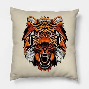 Ferocious tiger wild animal illustration Pillow