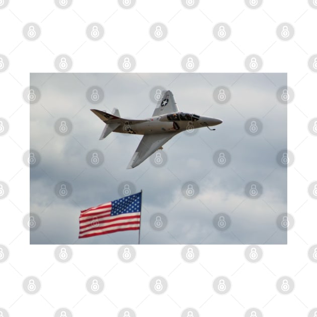 A-4 Skyhawk Over American Flag by acefox1