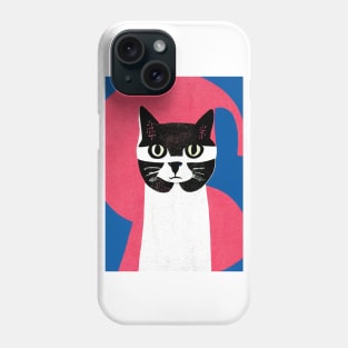 Cat Collage Retro Poster Vintage Art Cat Wall Blue Pink Illustration Phone Case