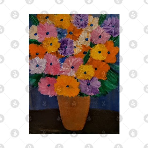 abstract carnations in vintage style vase by kkartwork