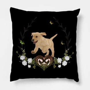 Cute labrador puppy with flowers Pillow