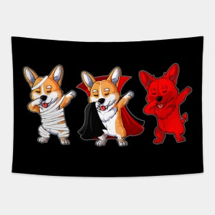 Corgi Dabing Horror Halloween T-shirt Tapestry