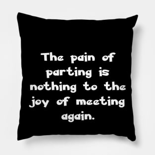 The pain of parting is nothing to the joy of meeting again. Pillow