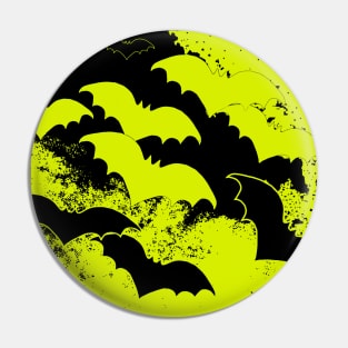 Black Bats In Flight Yellow Pin