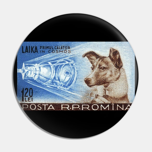 Laika Space Dog Soviet Russia USSR Vintage Pin by MasliankaStepan