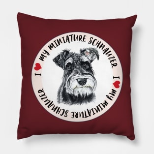 I Heart My Miniature Schnauzer Pillow