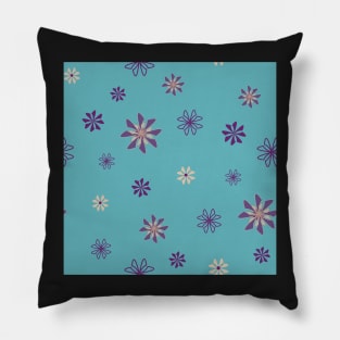 Flower flakes on teal blue background Pillow