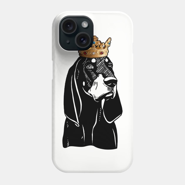 Black and Tan Coonhound Dog King Queen Wearing Crown Phone Case by millersye