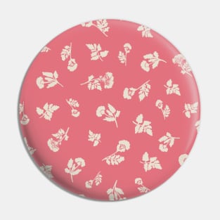 Cream Ditsy Hemlock Print on Vintage Rose Pink -  Floral Repeat Pattern Pin