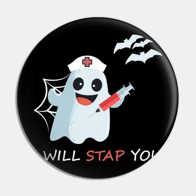 Nurse ghost I will stab you t-shirt funny Halloween Gift Pin by Trendy_Designs