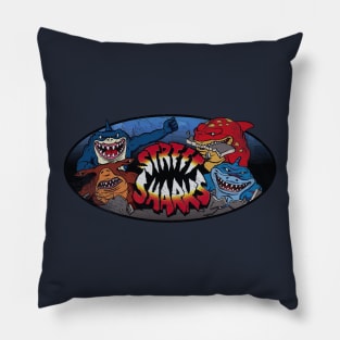 Group of Cartoon Sharks Pillow