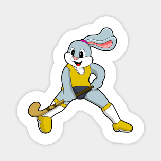 Rabbit at Hockey with Hockey bat Magnet