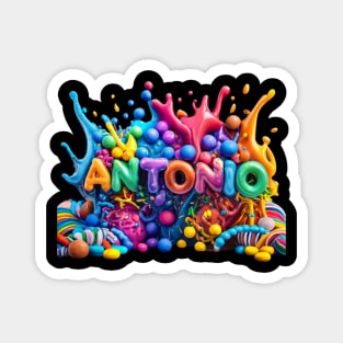 Personalized Name Antonio with Paint Splotches Magnet