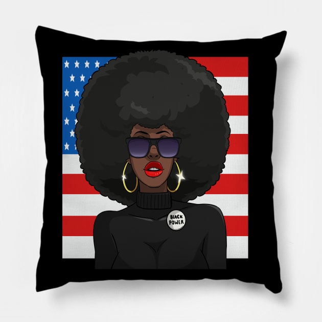 Black Panther Party Afro American Flag Pillow by Noseking