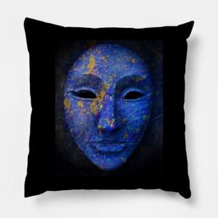 Blue Tribal Mask Pillow