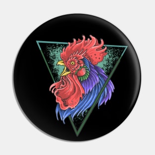 Rooster Colorful Head Pin