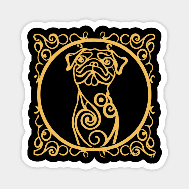 Pug Art Nouveau Dog Owner Pugs Funny Dog Magnet by BetterManufaktur